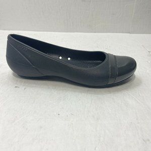 Crocs Black Rubber Slip On Ballet Flats Cap Toe Pump Casual Women's Shoes 6 M